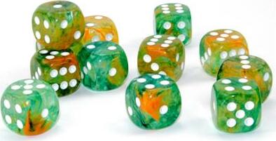 Nebula® 16mm D6 Spring/white Luminary™ Dice Block™ (12 dice) - Image 3