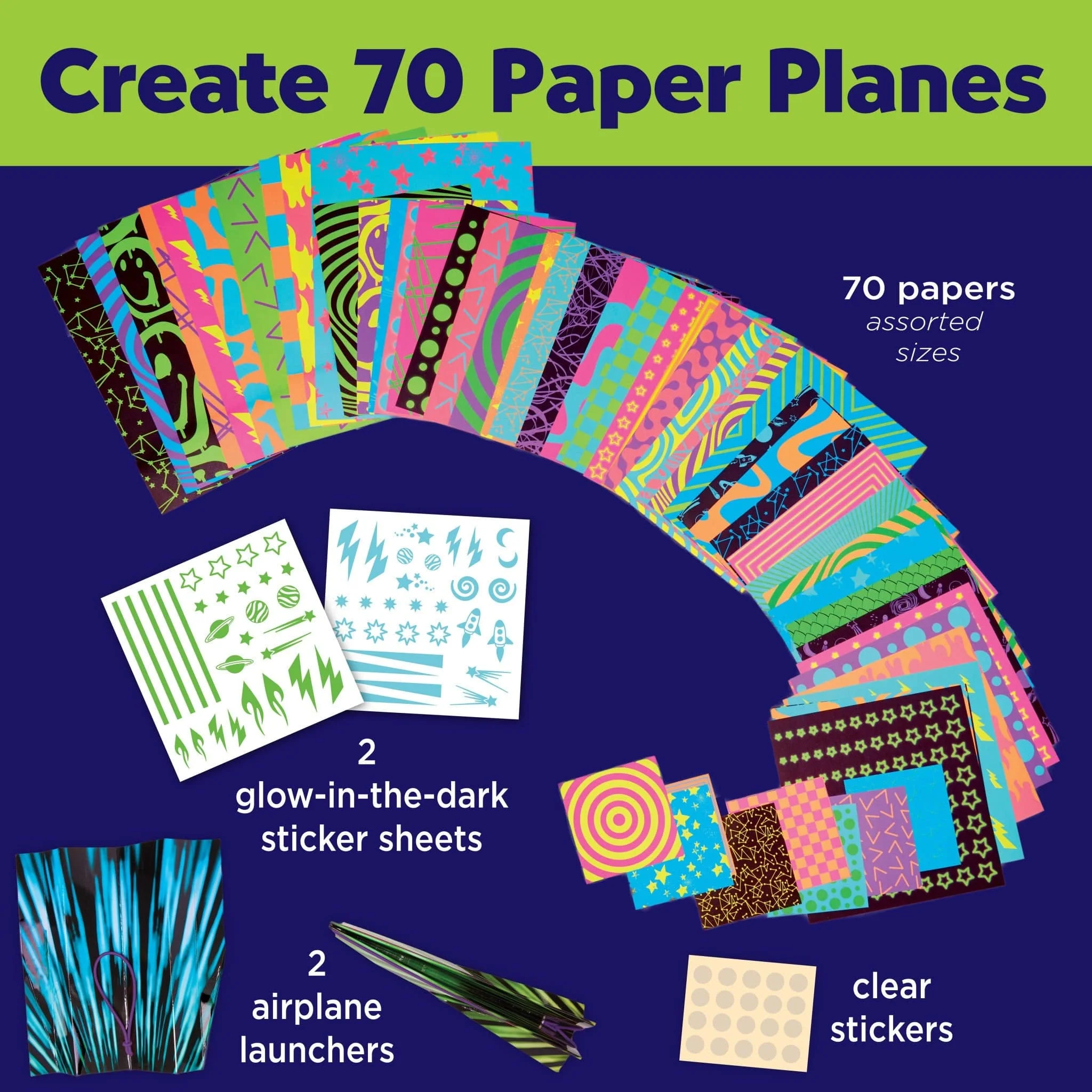 Stunt Squadron Neon Glow Paper Airplanes - Image 2