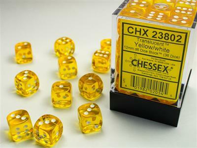 Translucent 12mm D6 Yellow/white Dice Block™ (36 dice) - Image 2