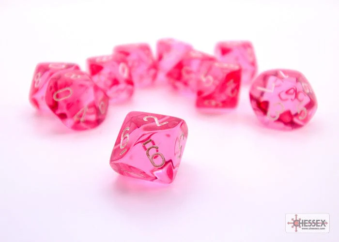 Translucent Pink/white d10 Set