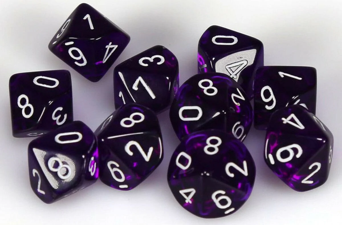 Translucent Purple/white D10 Set - Image 3