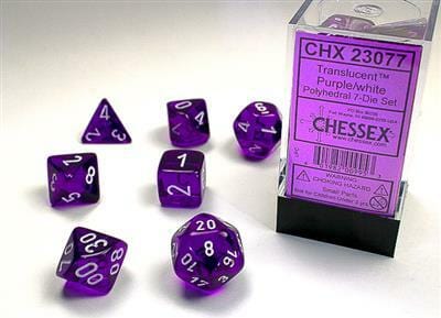 Translucent Polyhedral Purple/white 7-Die Set