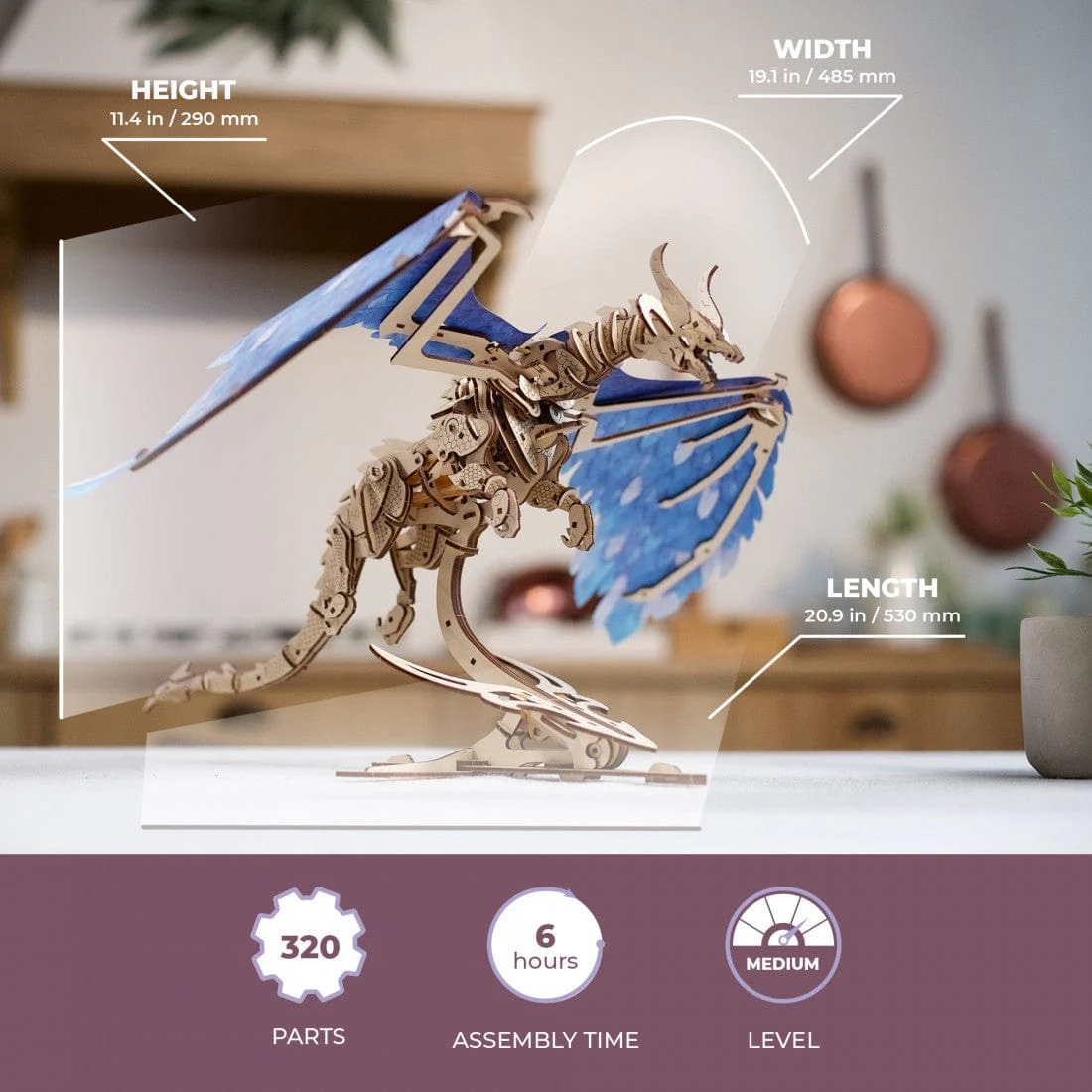 UGears Windstorm Dragon Wooden 3D Model Kit - Image 5