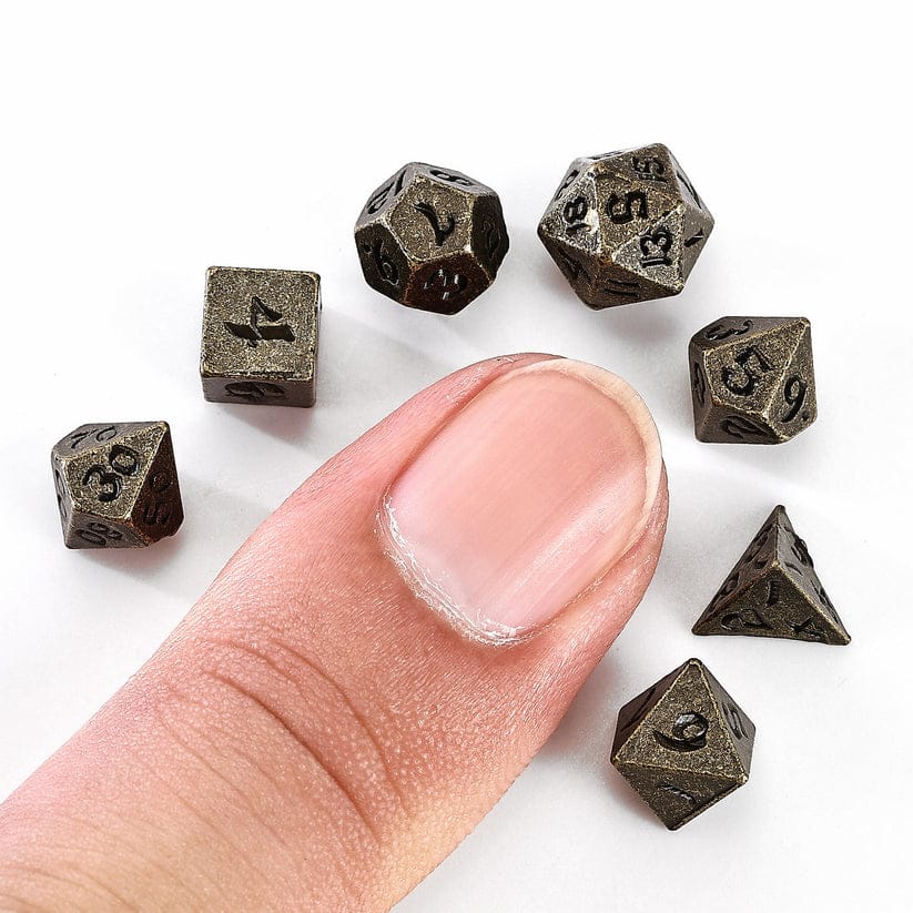 Unseelie Mini Metal RPG Dice Set - Ancient Bronze