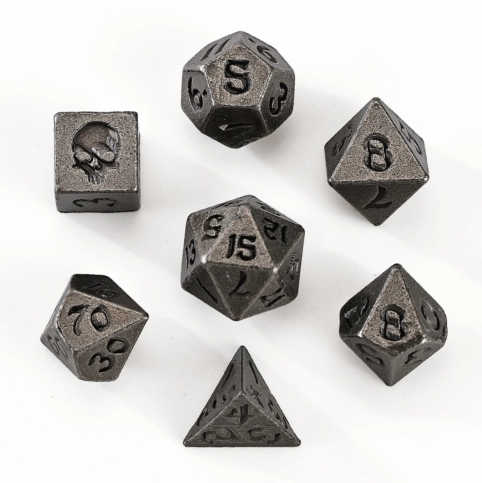 Unseelie Mini Metal RPG Dice Set - Ancient Silver - Image 3