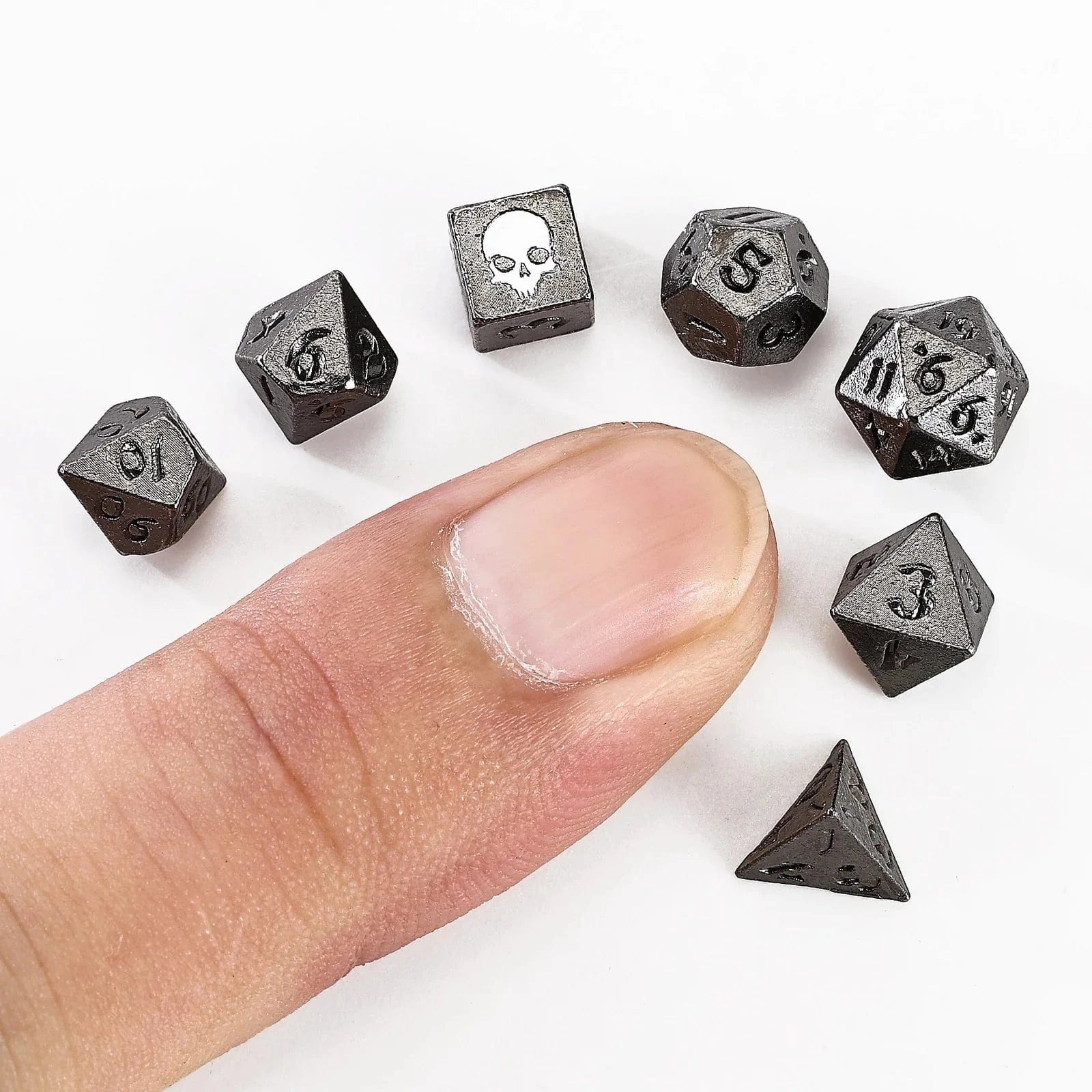 Unseelie Mini Metal RPG Dice Set - Gunmetal