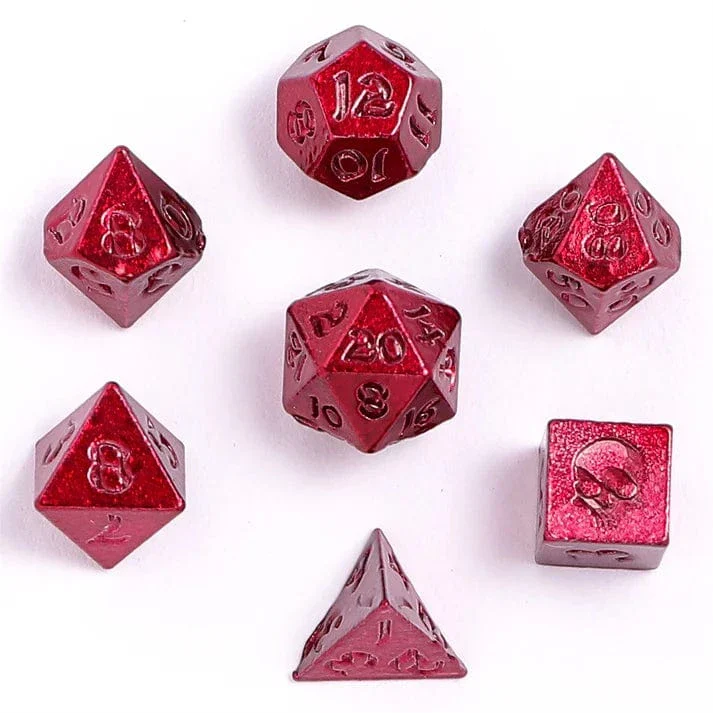 Unseelie Mini Metal RPG Dice Set - Red