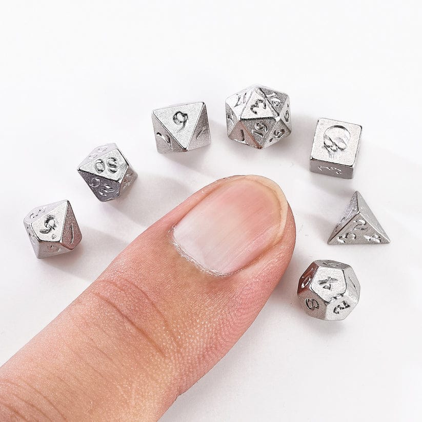 Unseelie Mini Metal RPG Dice Set - Silver - Image 2