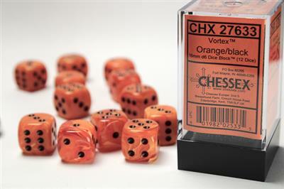 Vortex® 16mm D6 Orange/black Dice Block™ (12 dice) - Image 2
