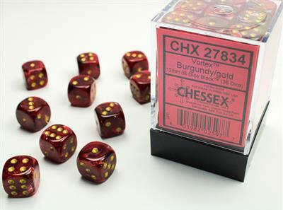 Vortex® 12mm D6 Burgundy/gold Dice Block™ (36 dice) - Image 2