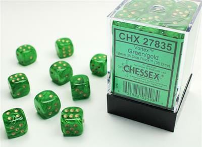 Vortex® 12mm D6 Green/gold Dice Block™ (36 dice) - Image 3