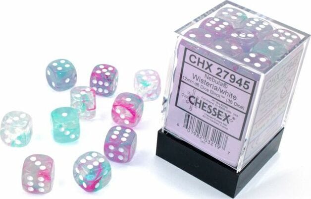 Nebula® 12mm D6 Wisteria/white Luminary™ Dice Block™ (36 dice) - Image 3