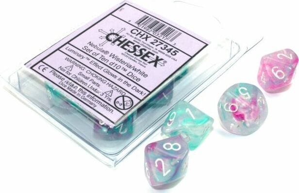 Nebula® Polyhedral Wisteria/white Luminary™ D10 Set