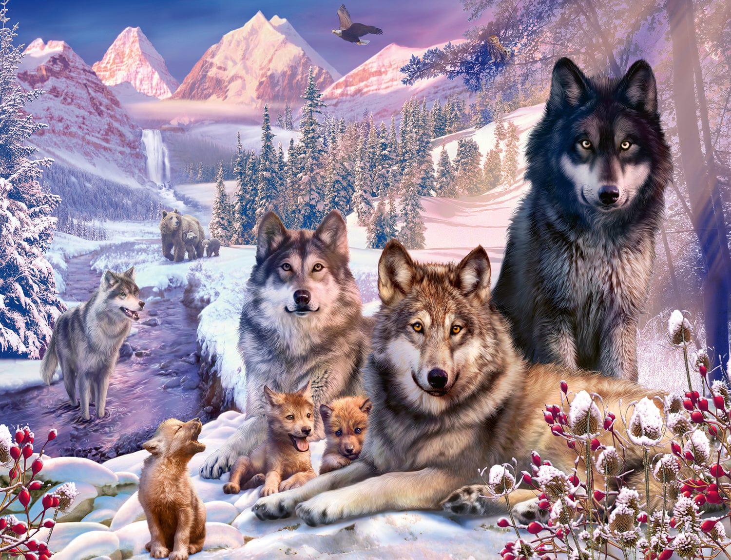 Wolves in the Snow (2000 pc Puzzle) - Image 2