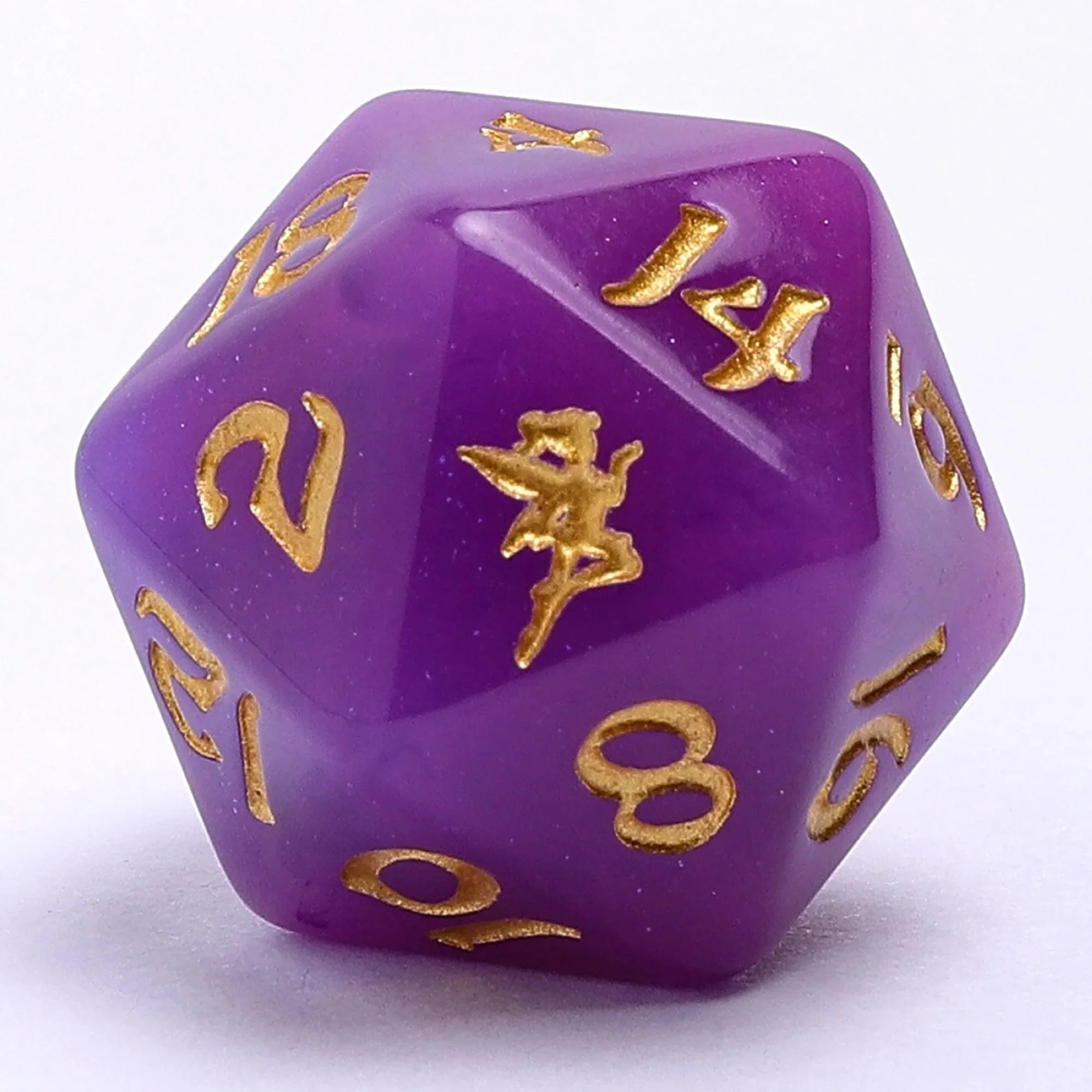 Wyrmforged Rollers - Rounded Resin Polyhedral Dice - Pixie Dust Gold