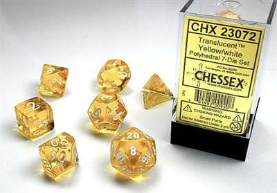 Translucent Polyhedral Yellow/white 7-Die Set - Image 4